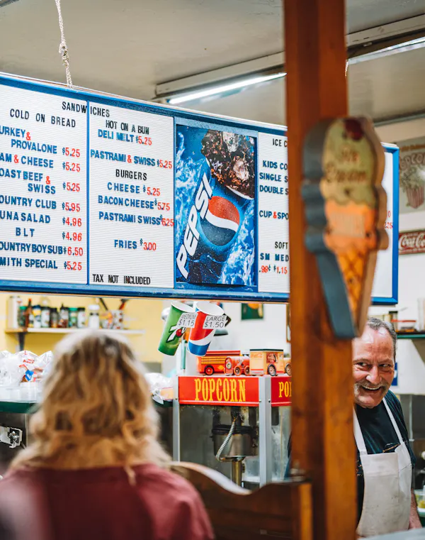 A restaurant serving its customers. 