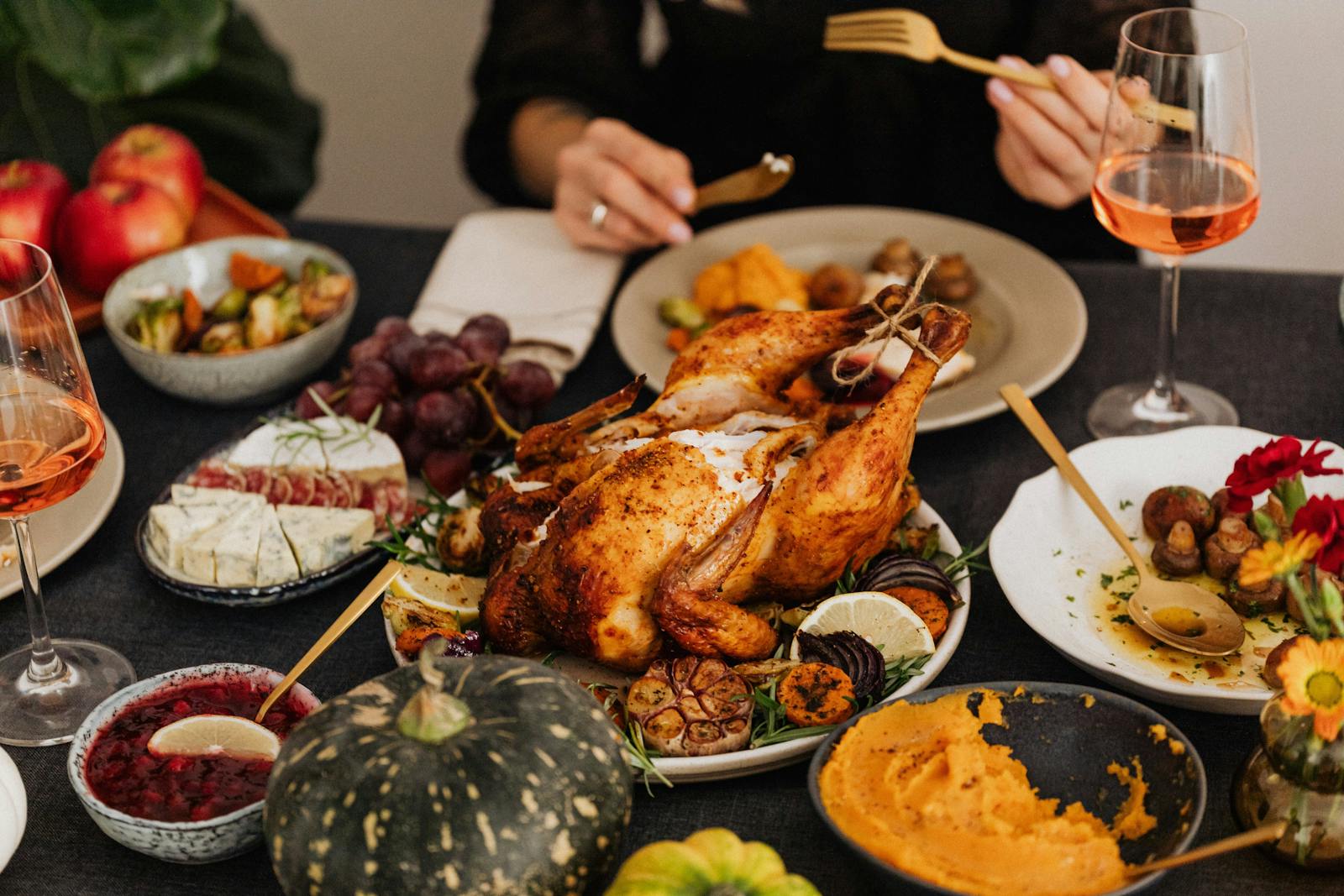 A holiday turkey dinner from a restaurant.