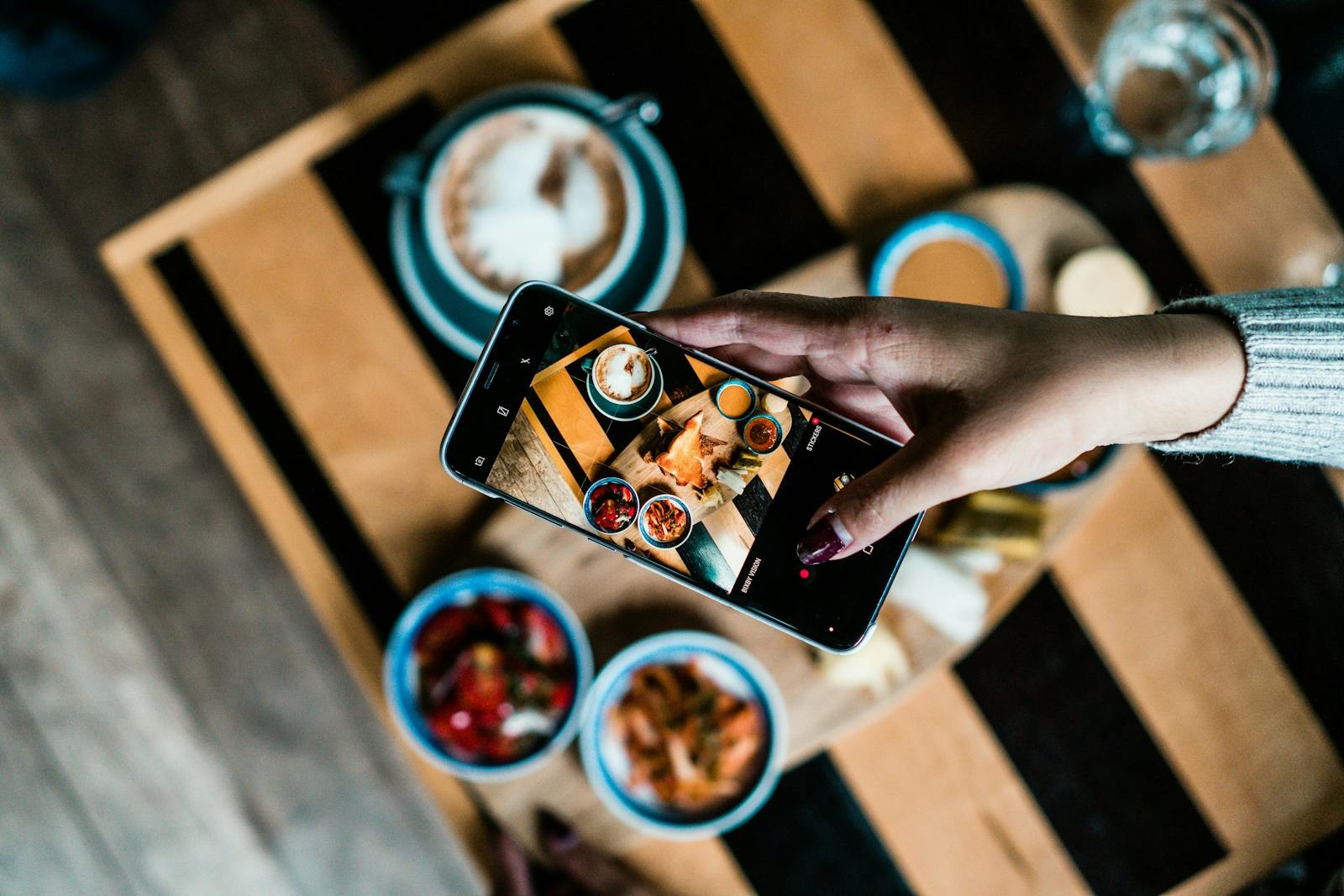 A clever photo taken for Instagram at a restaurant. 