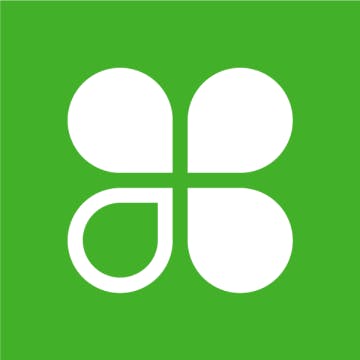 Green and white four leaf clover logo