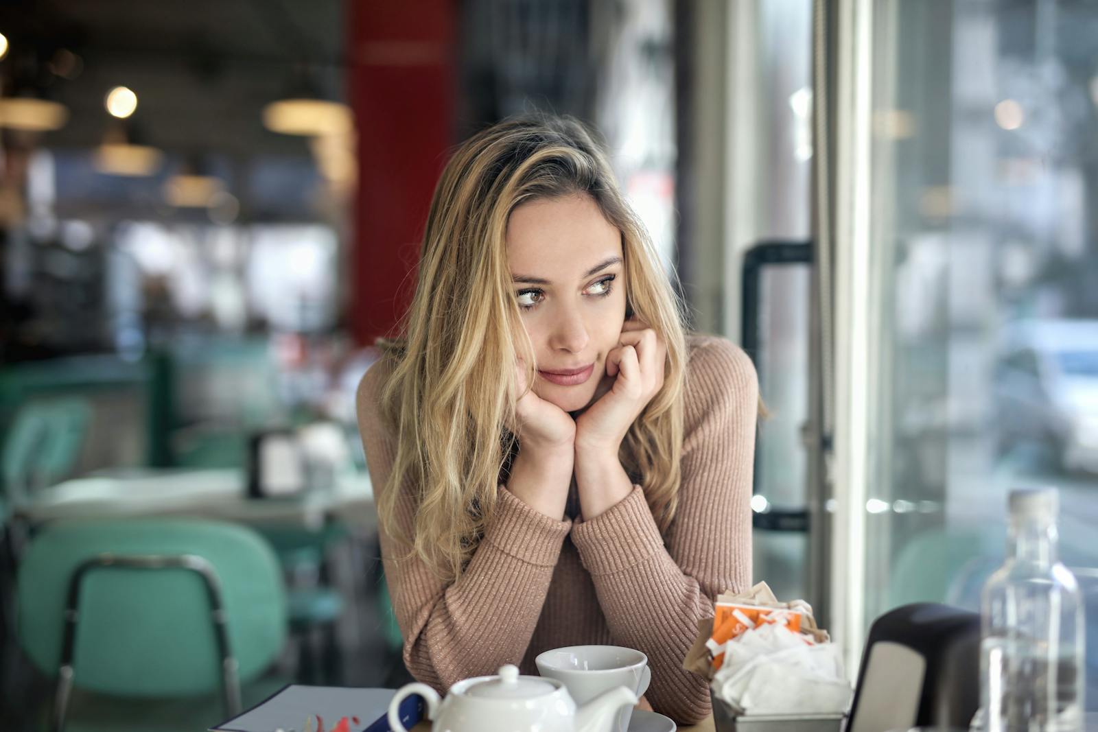 A customer solo dining at a restaurant. 