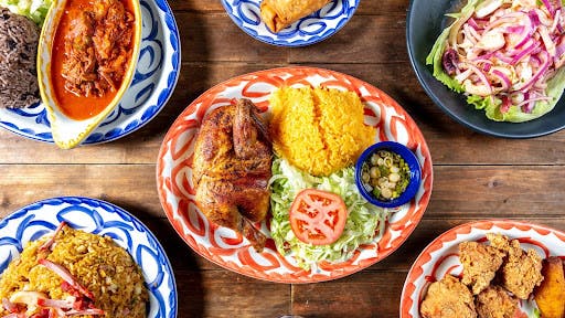 Rice and chicken and salad from La Barca Restaurant in NYC.