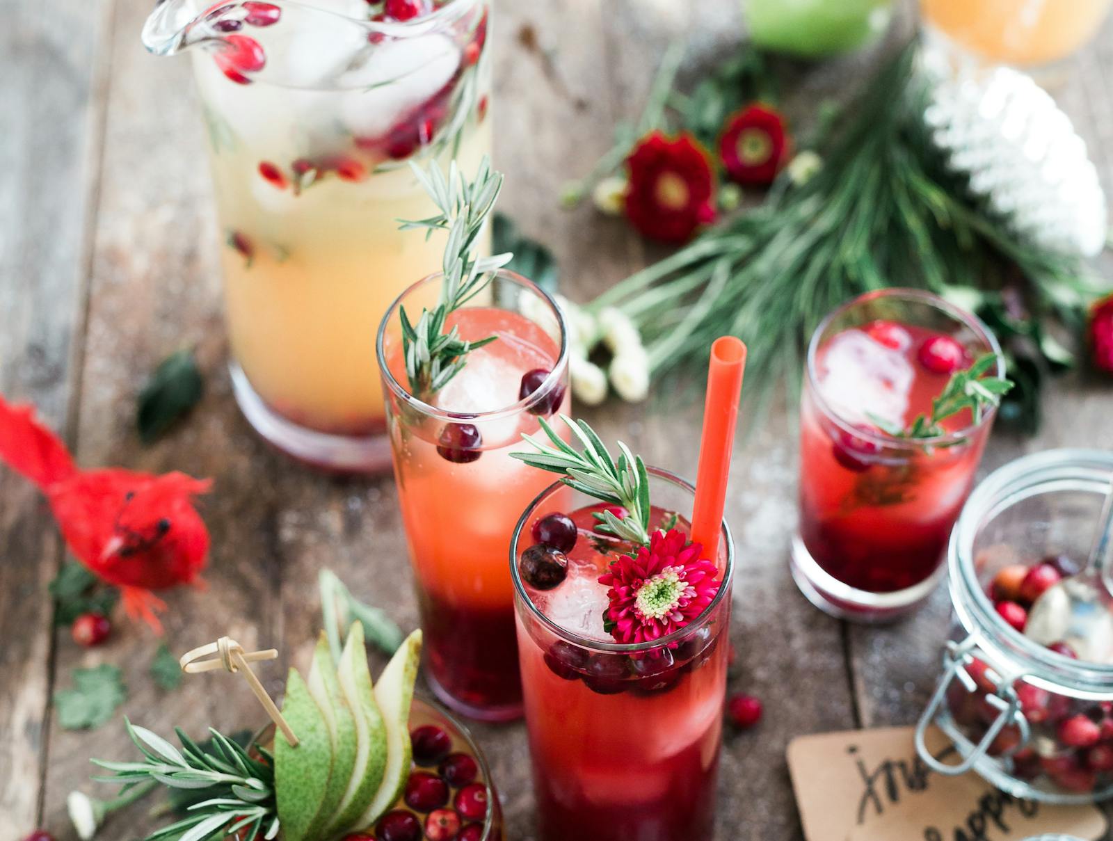 A variety of holiday cocktails. 