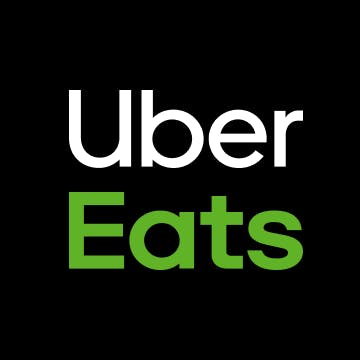 Black white and green Uber Eats logo