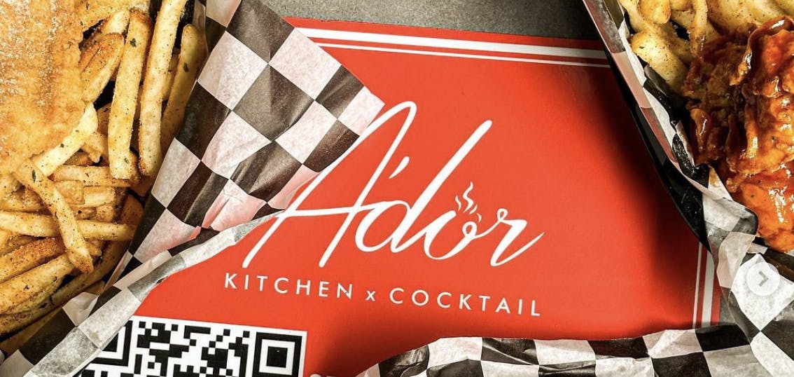 Logo of A'dor Kitchen & Cocktail in Houston.