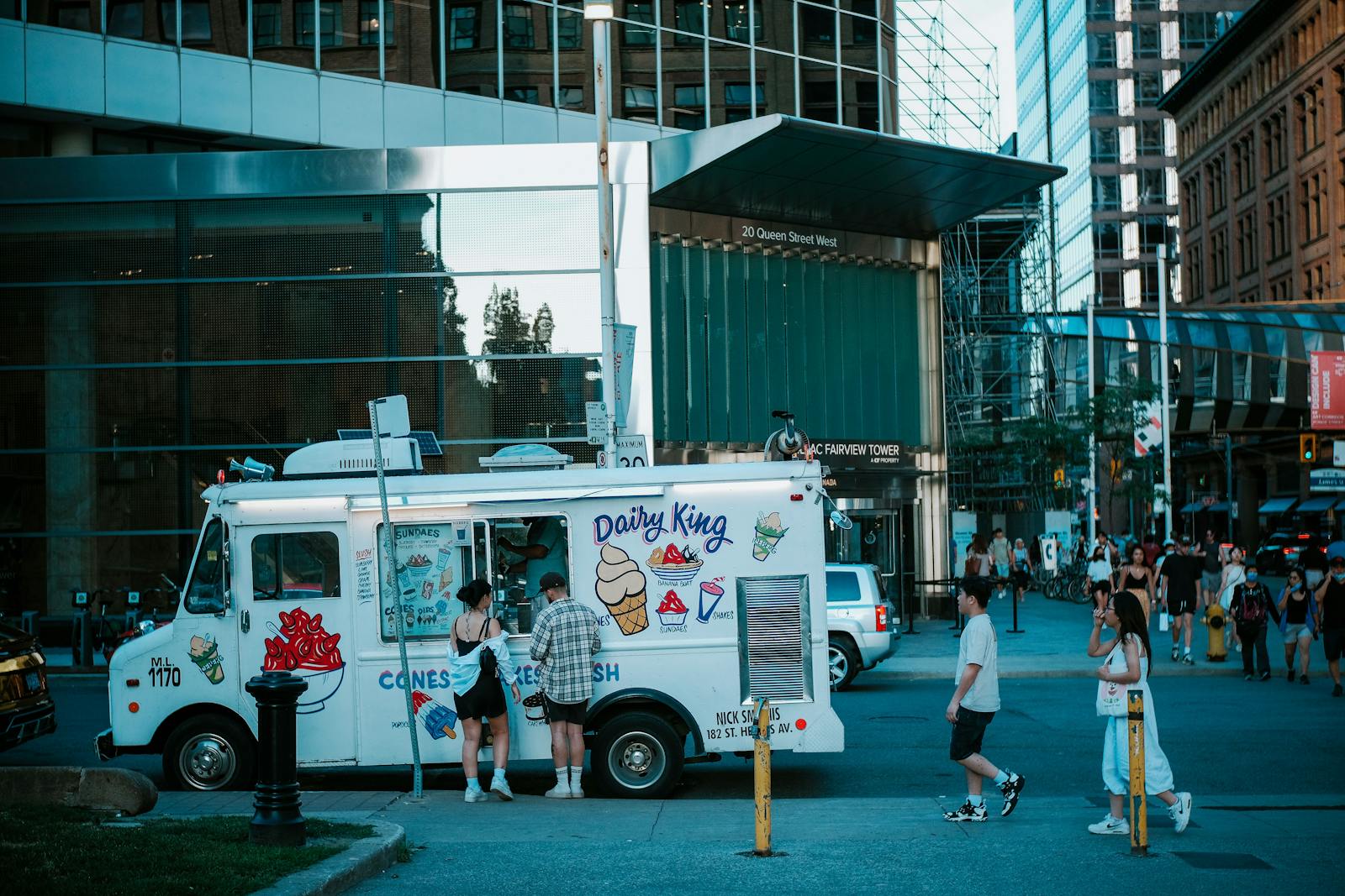 Food truck in a city. 