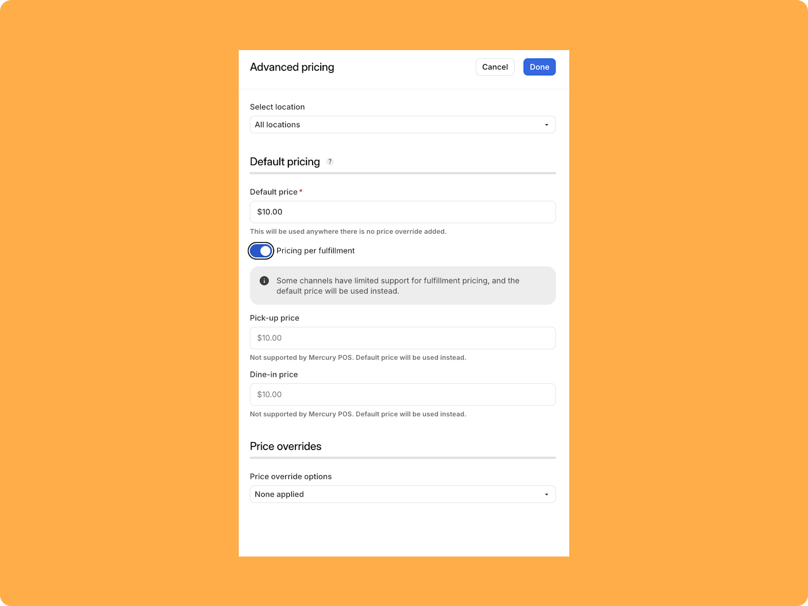 Otter's new menu pricing experience for Digital Dine-In and Online Ordering.