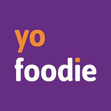 Orange, purple and white yofoodie lofo