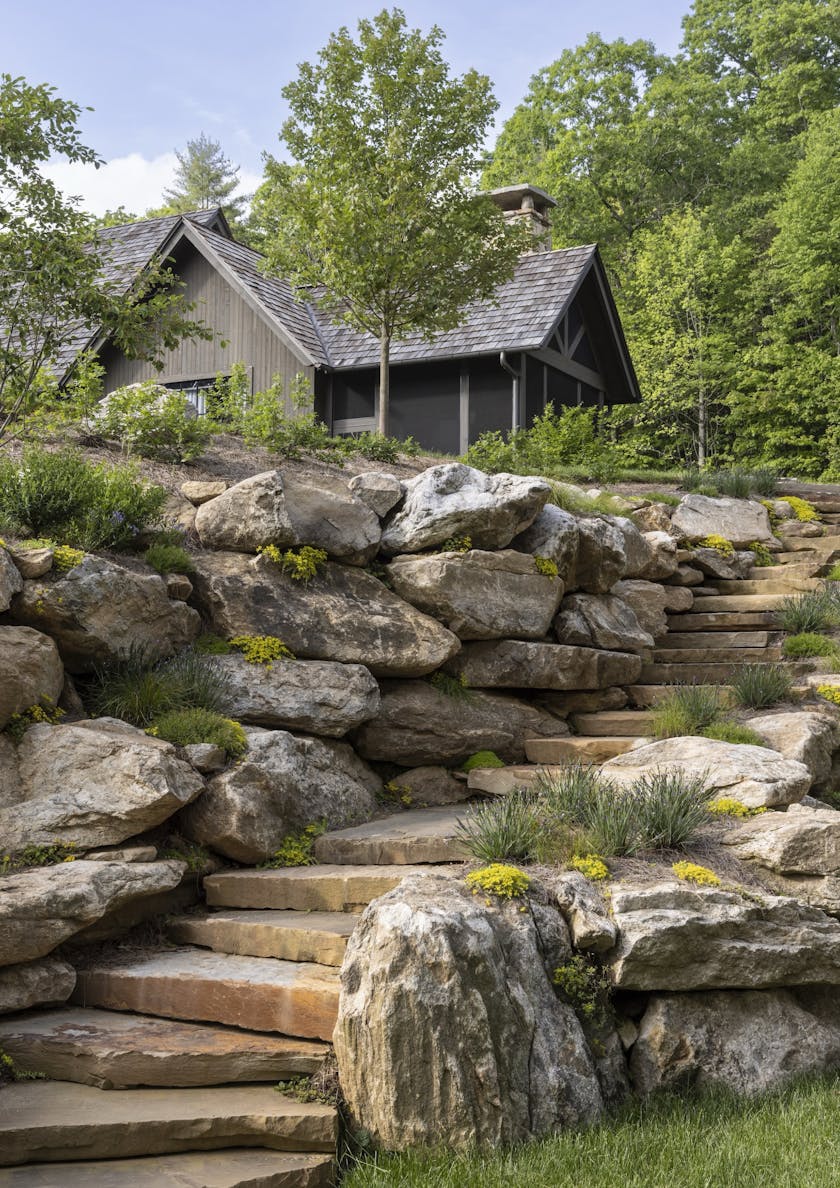 TS-Adams-Studio-Architects-Atlanta-Georgia-Meadow's-Edge-Exterior-Side-Garden-Stone-Stairs