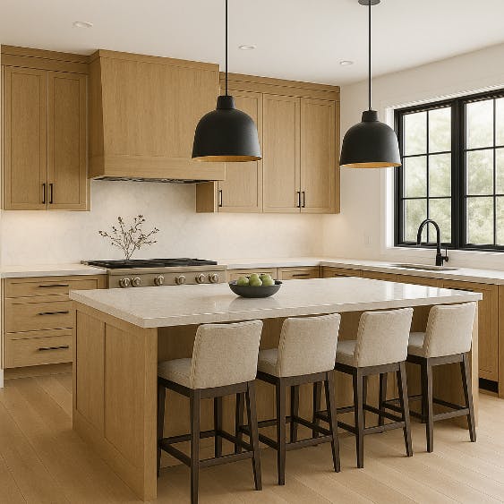 A sleek, functional kitchen with upgraded cabinetry, quartz countertops, and premium appliances—designed for everyday cooking and effortless entertaining.