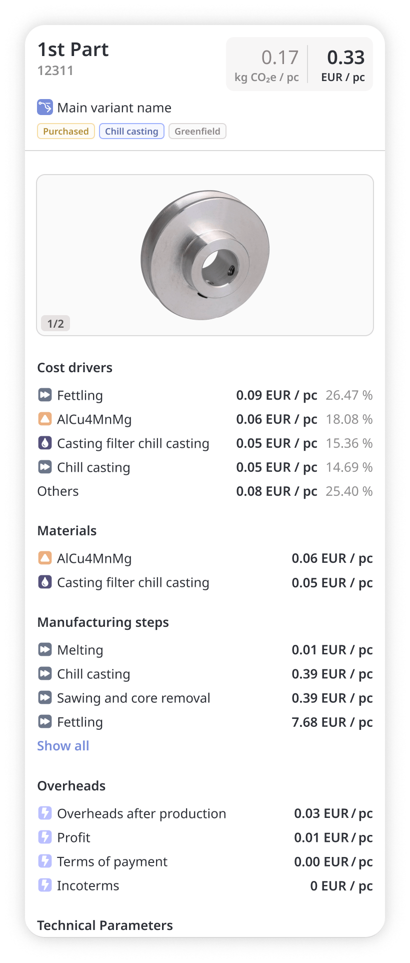 Bill of Material in Tset Software