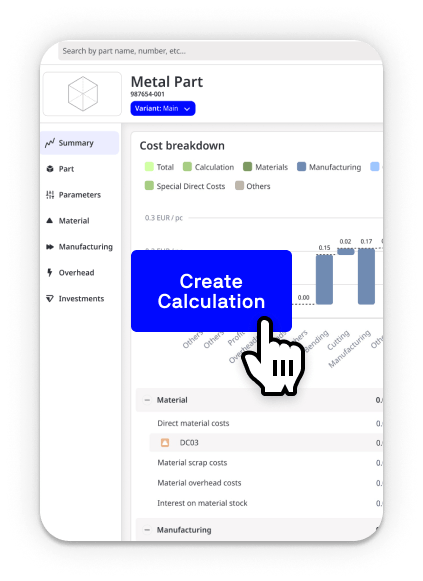 Create calculation with Tset software