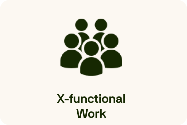 Icon representing cross-functional collaboration with a team structure, highlighting teamwork in procurement.