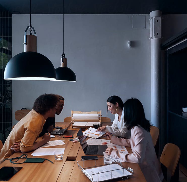team working over project on table