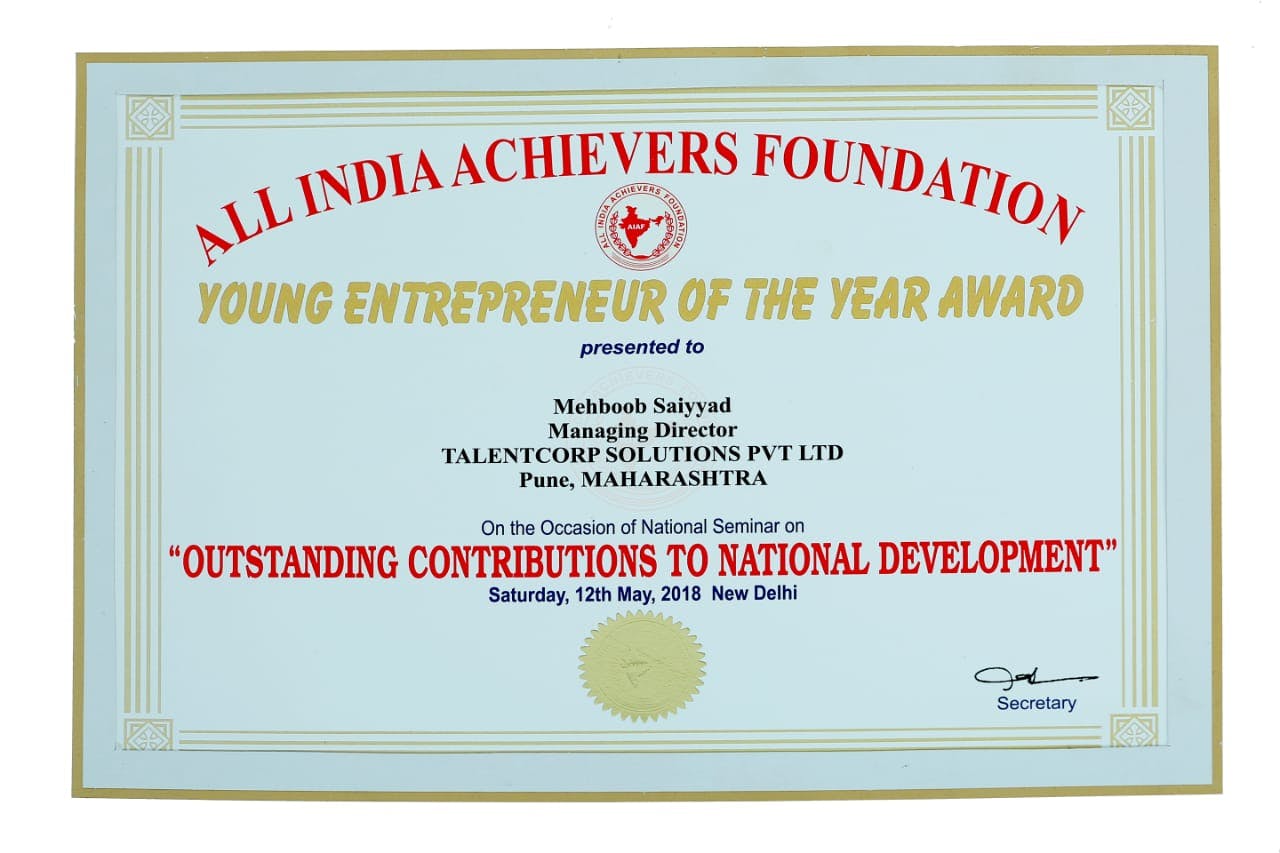 Celebrating Excellence: TSPL Group Founder Dr. Mahiboob Sayyad Receives Young Entrepreneur of the Year Award