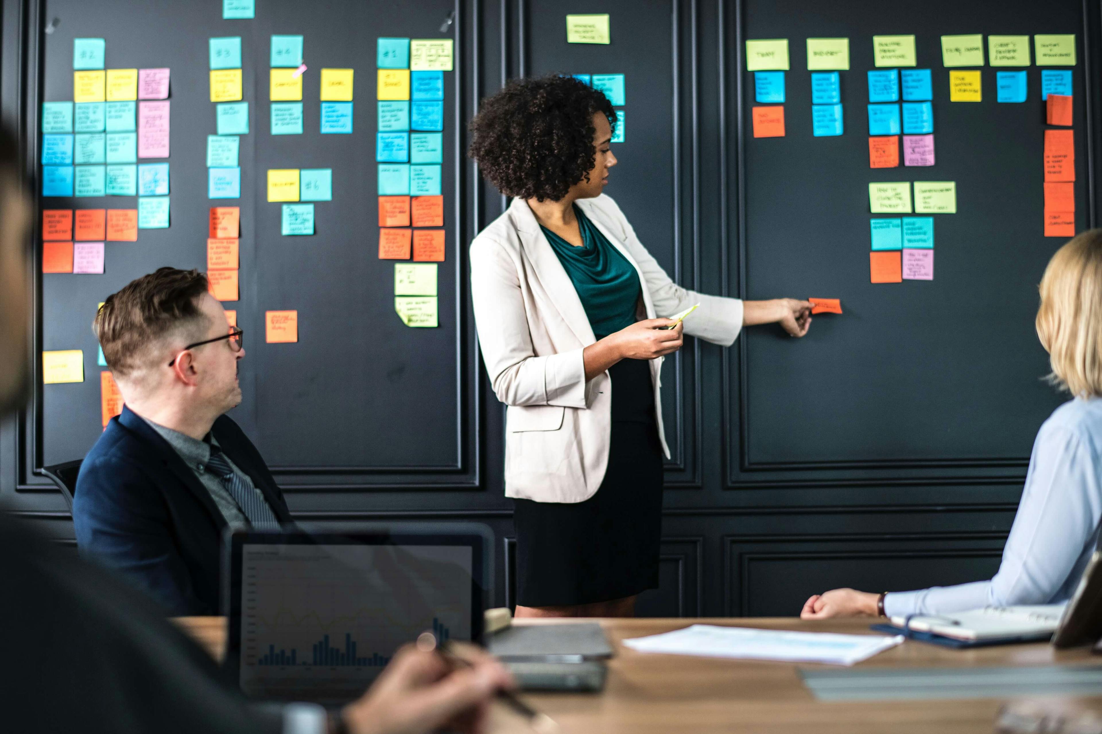 Brand Strategy workshop with a board using notes