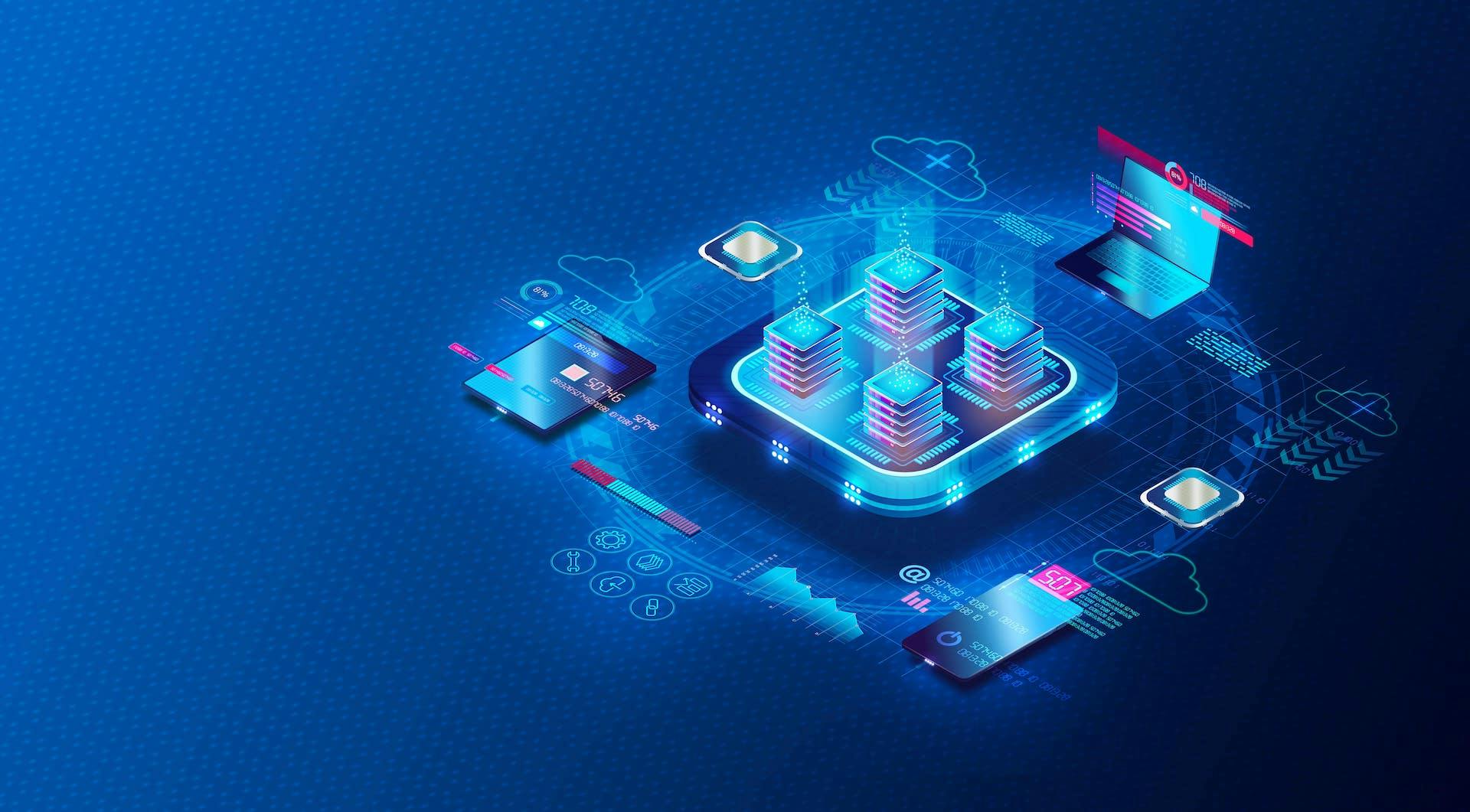 Graphic representation of connected systems to represent Digital Marketing Technology transformation
