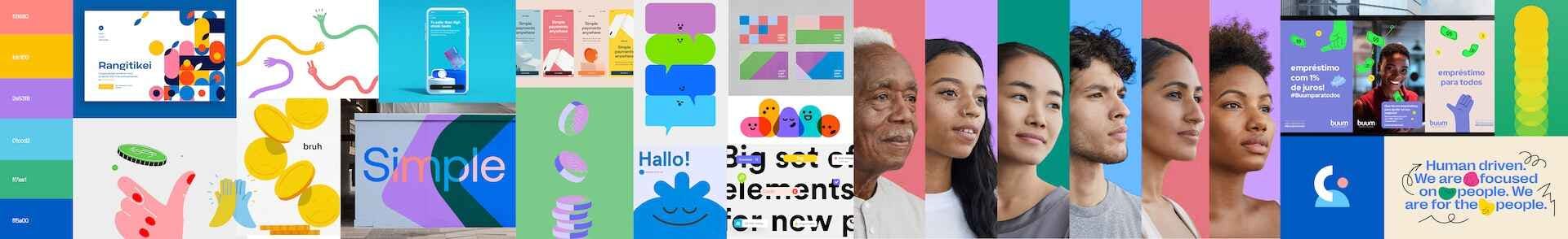 Flying Pig brand colorful and playful brand stylescape mood board