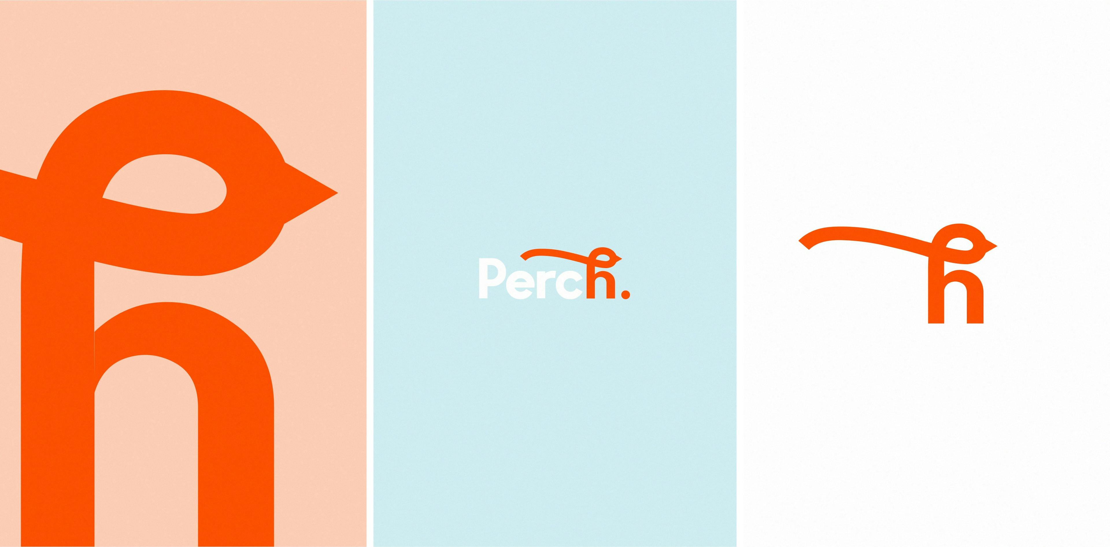 Perch logo is shown taking a prominent spot on each colored background.