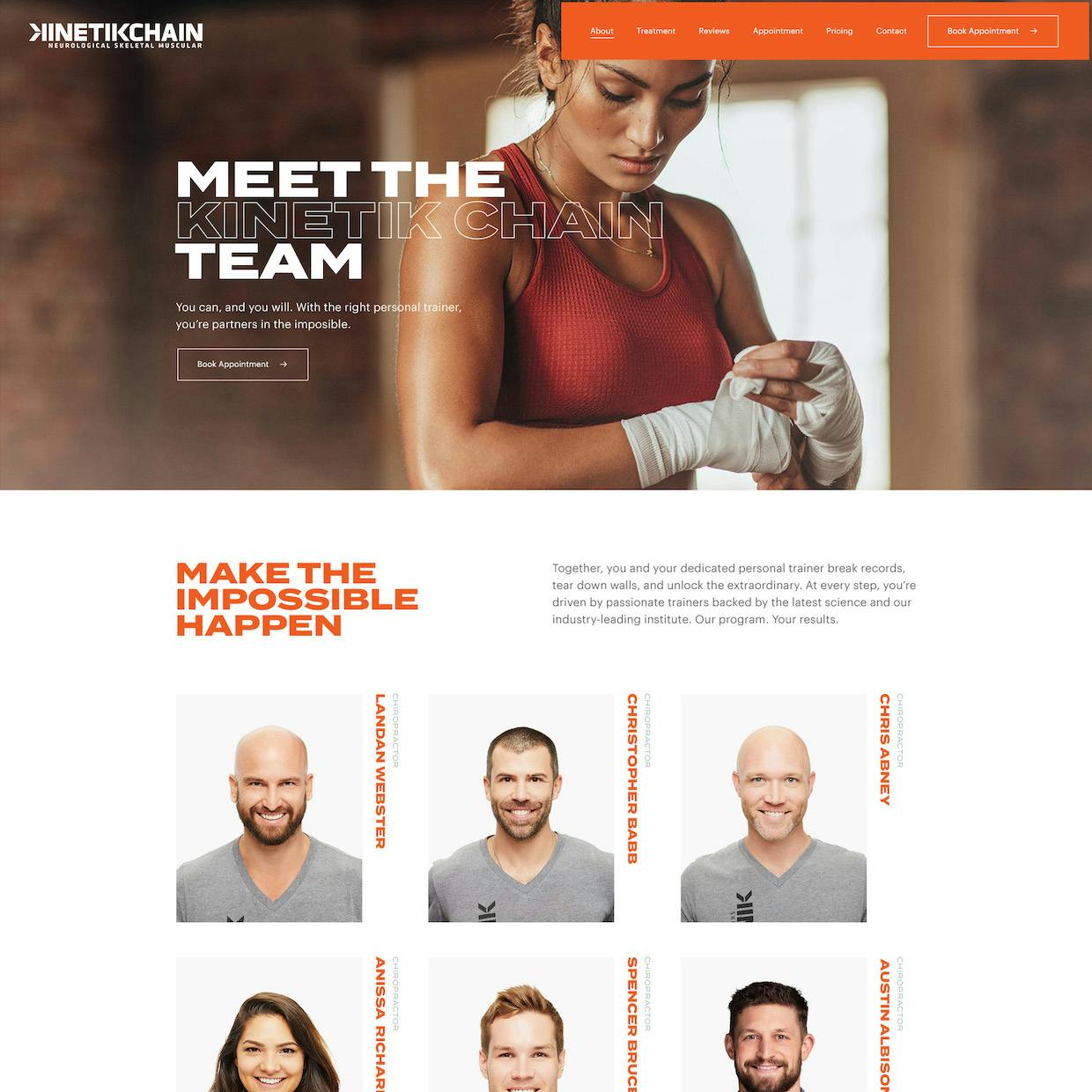 Kinetik Chain Meet the Team website page