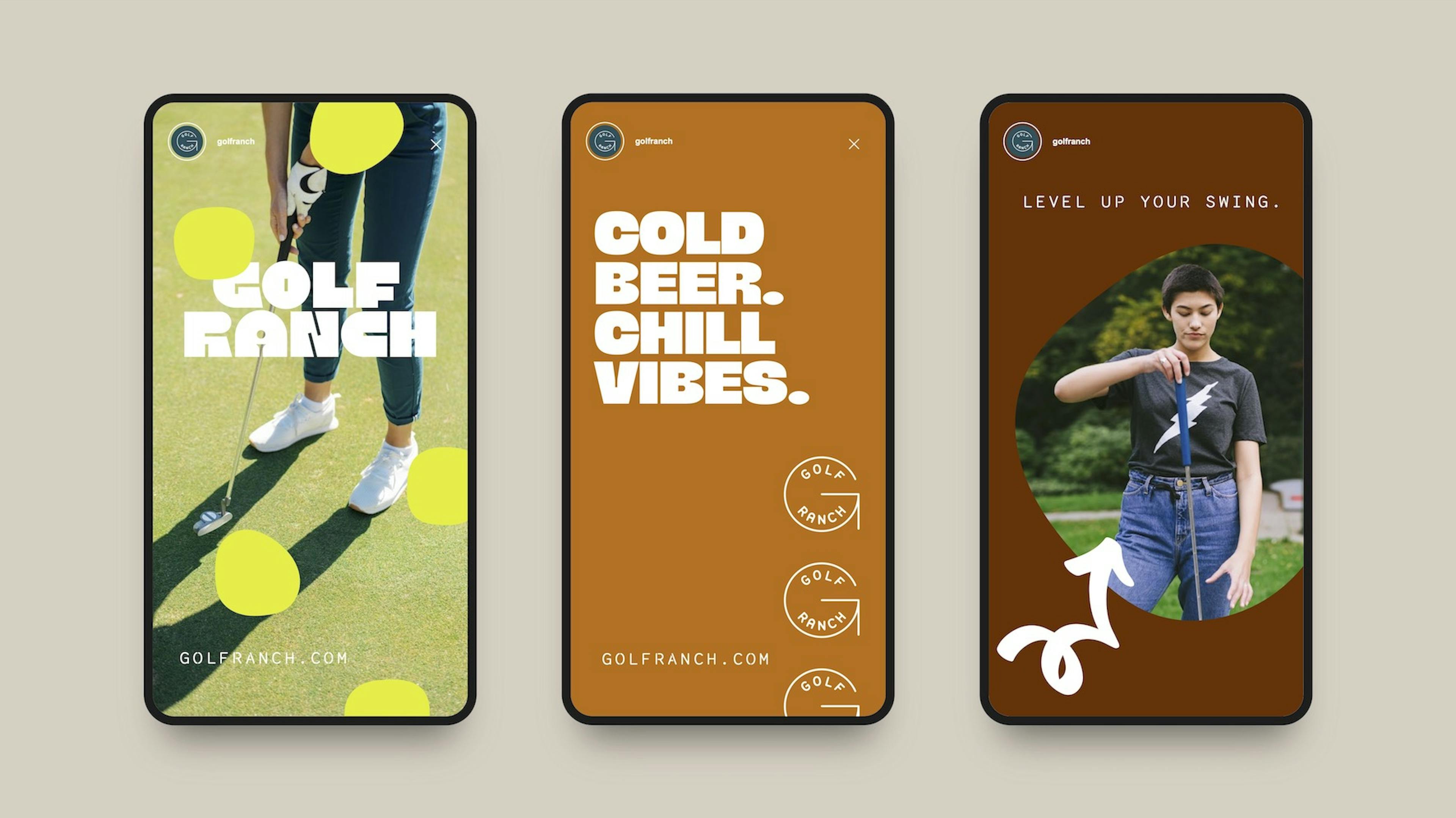 Golf Ranch mobile app mockups