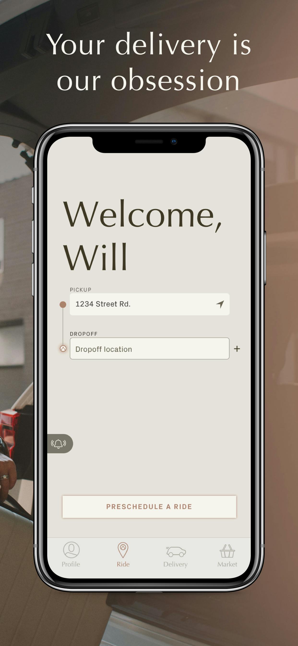 Sign-up page mockup for Alto mobile app