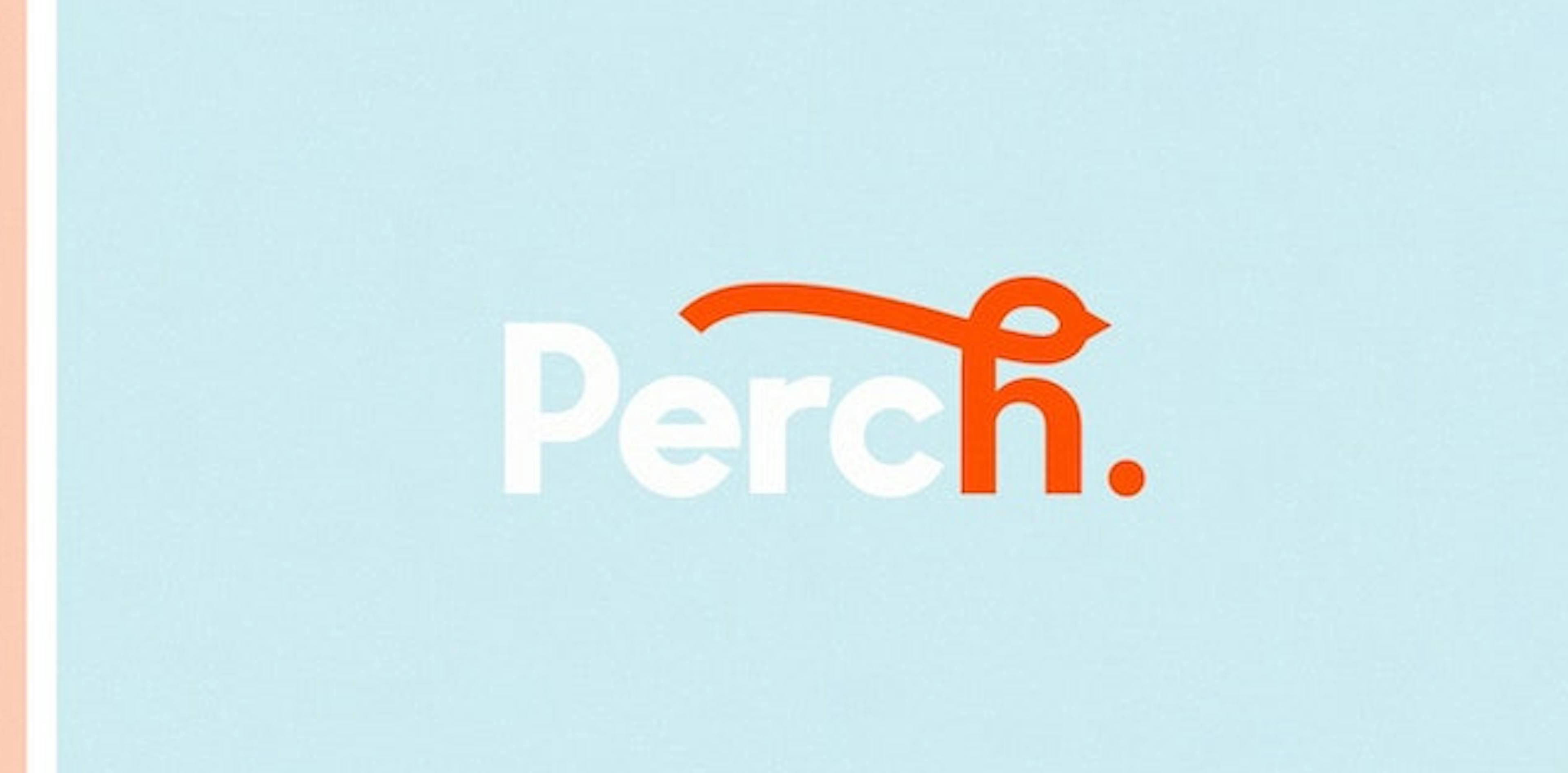 Perch logo is shown taking a prominent spot on each colored background.