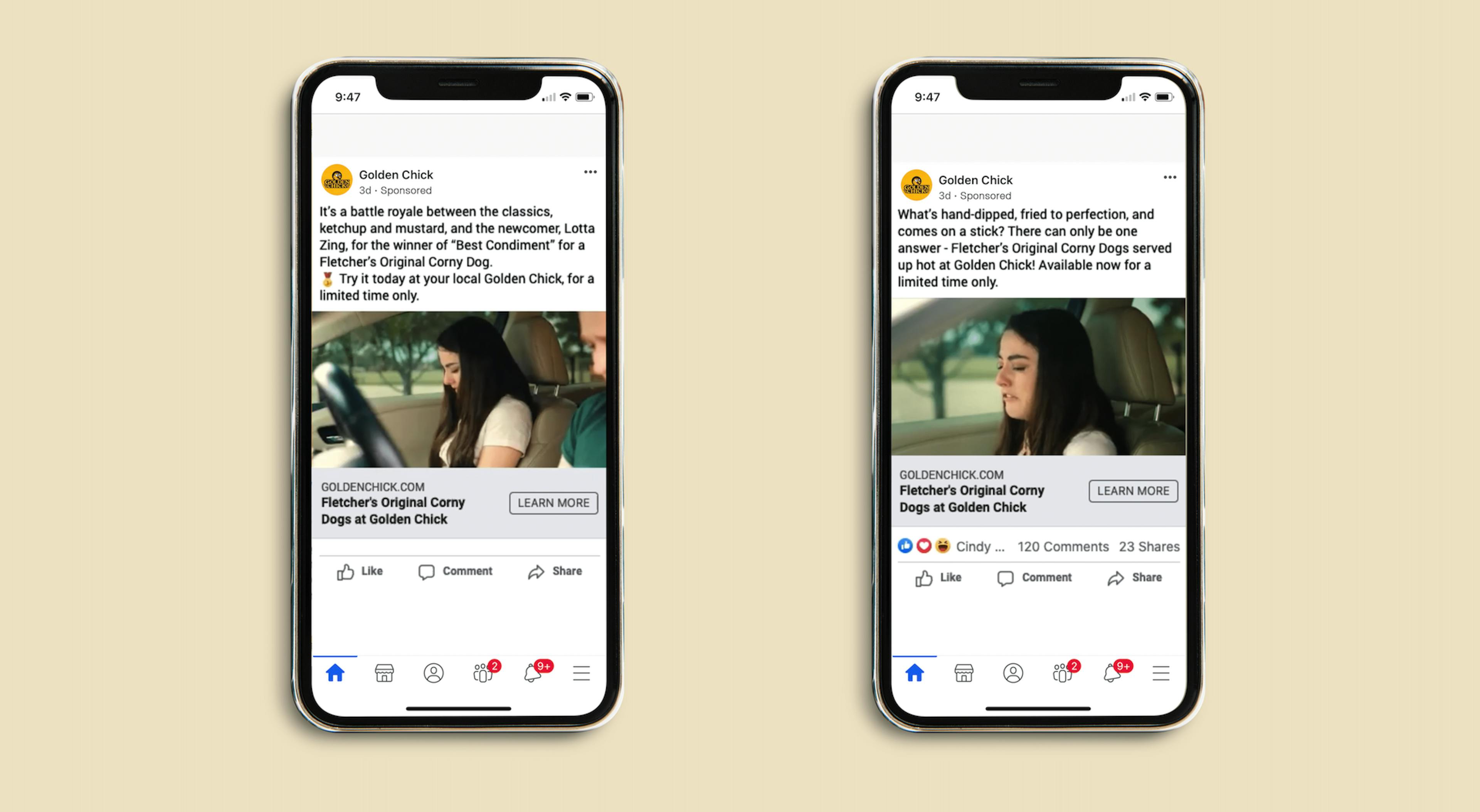 Golden Chick x Fletcher's Facebook Ads