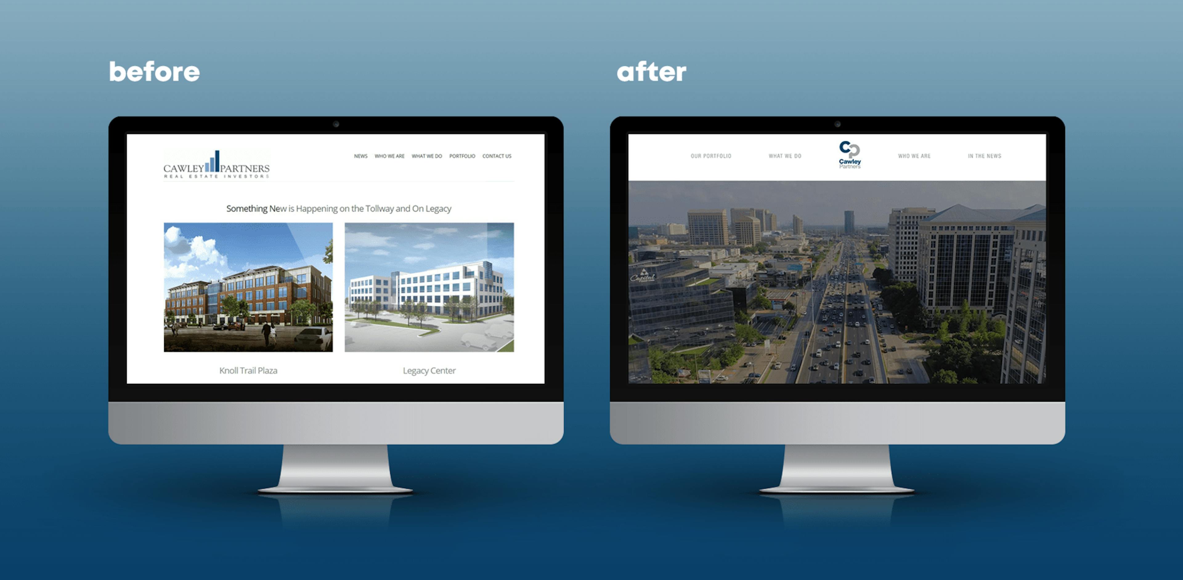 Cawley Partners Before and After Website Mockup