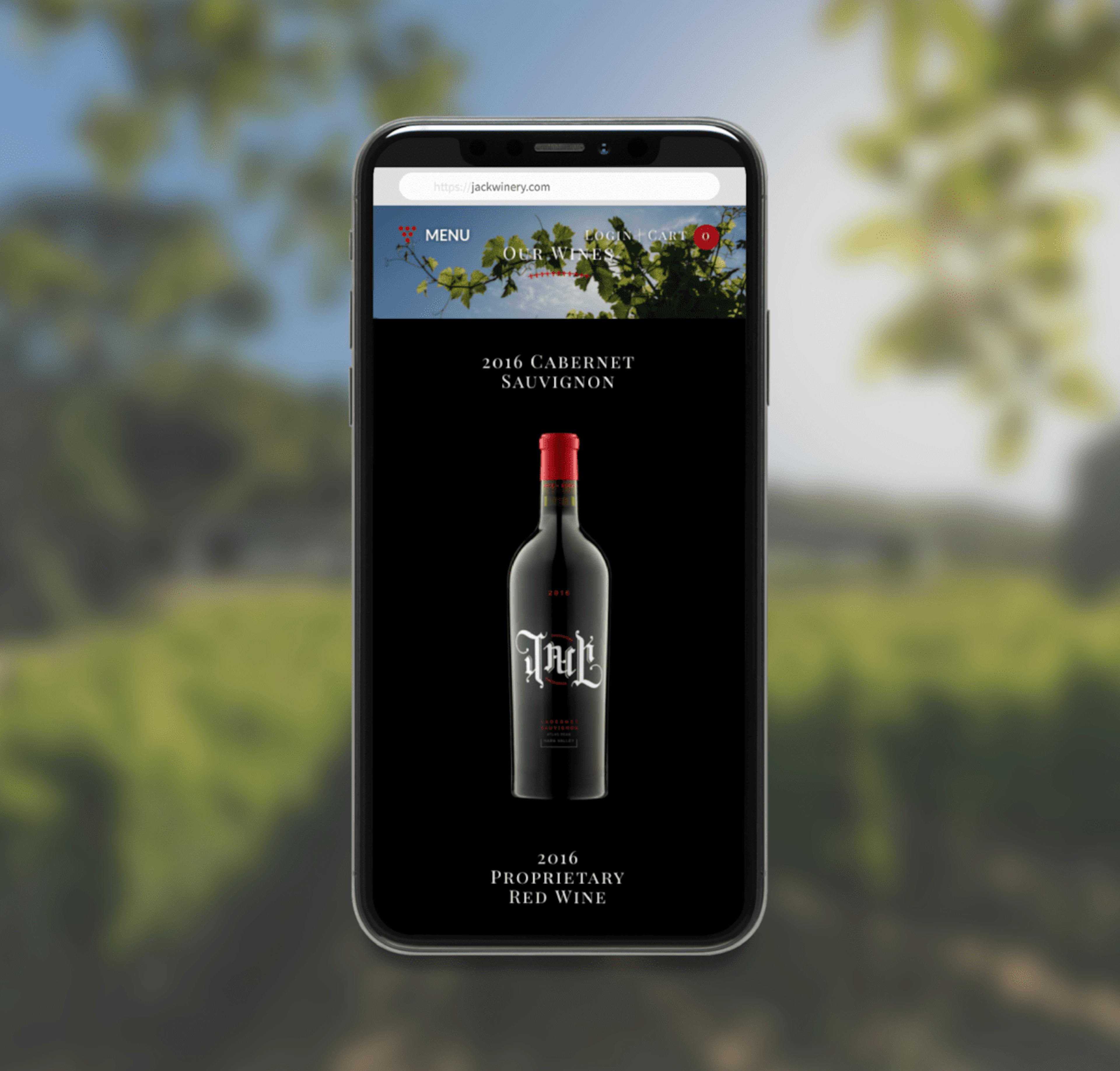 Jack Wine mobile sale mockup