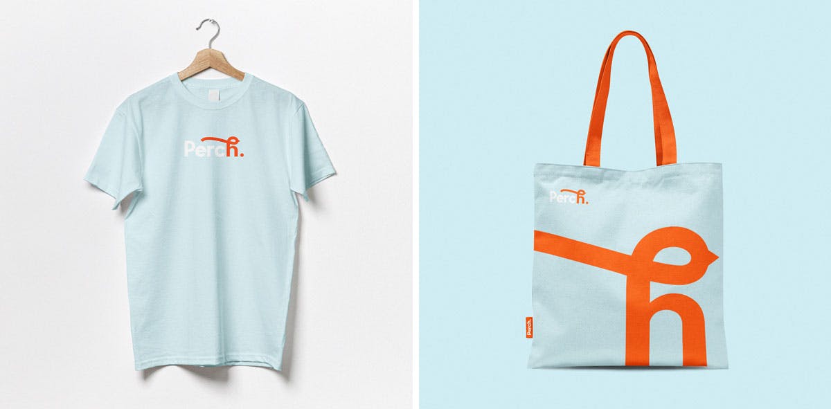 Perch Branded Shirts & Tote Bags Designed By The Uptown Agency