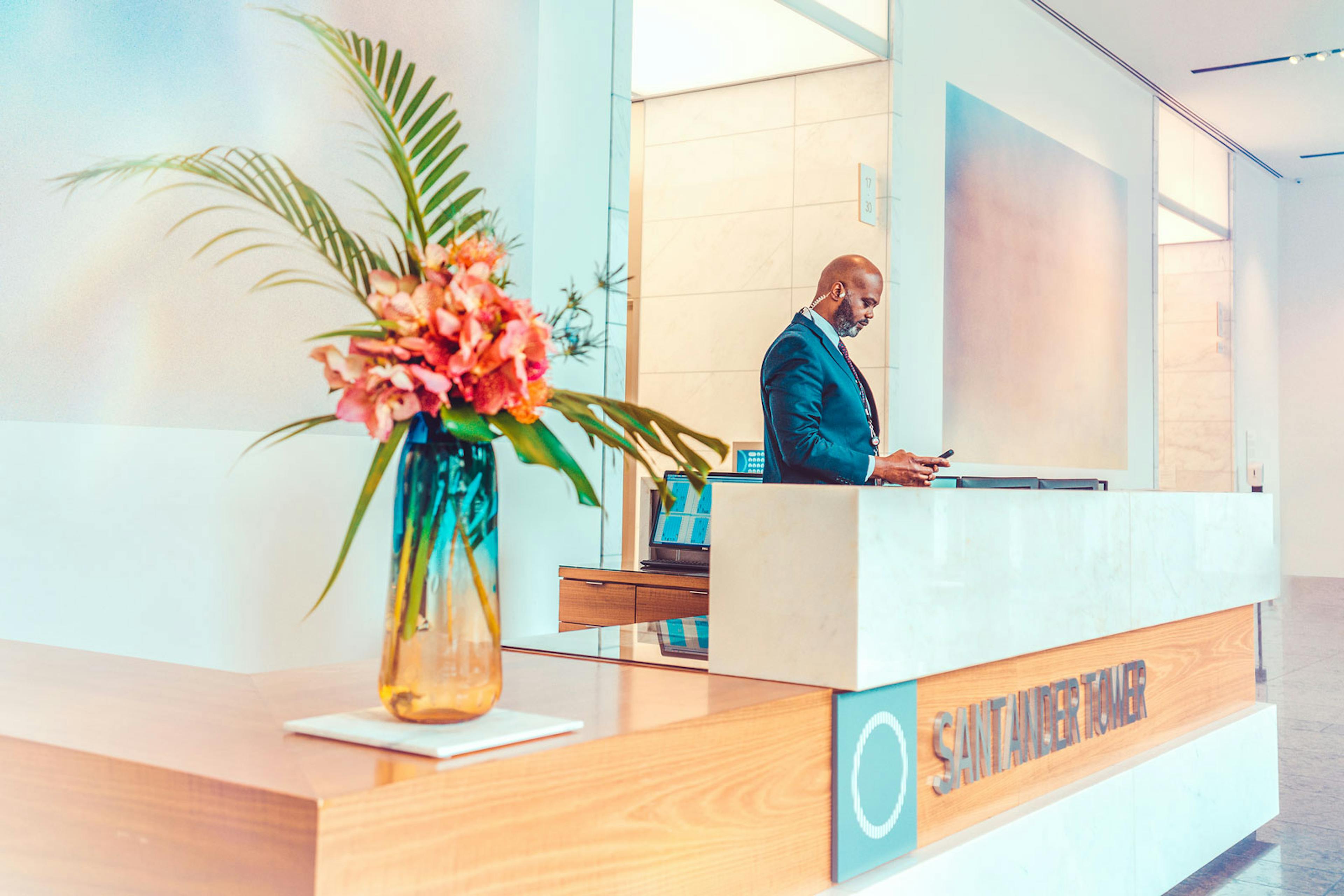 Santander front desk with security guard