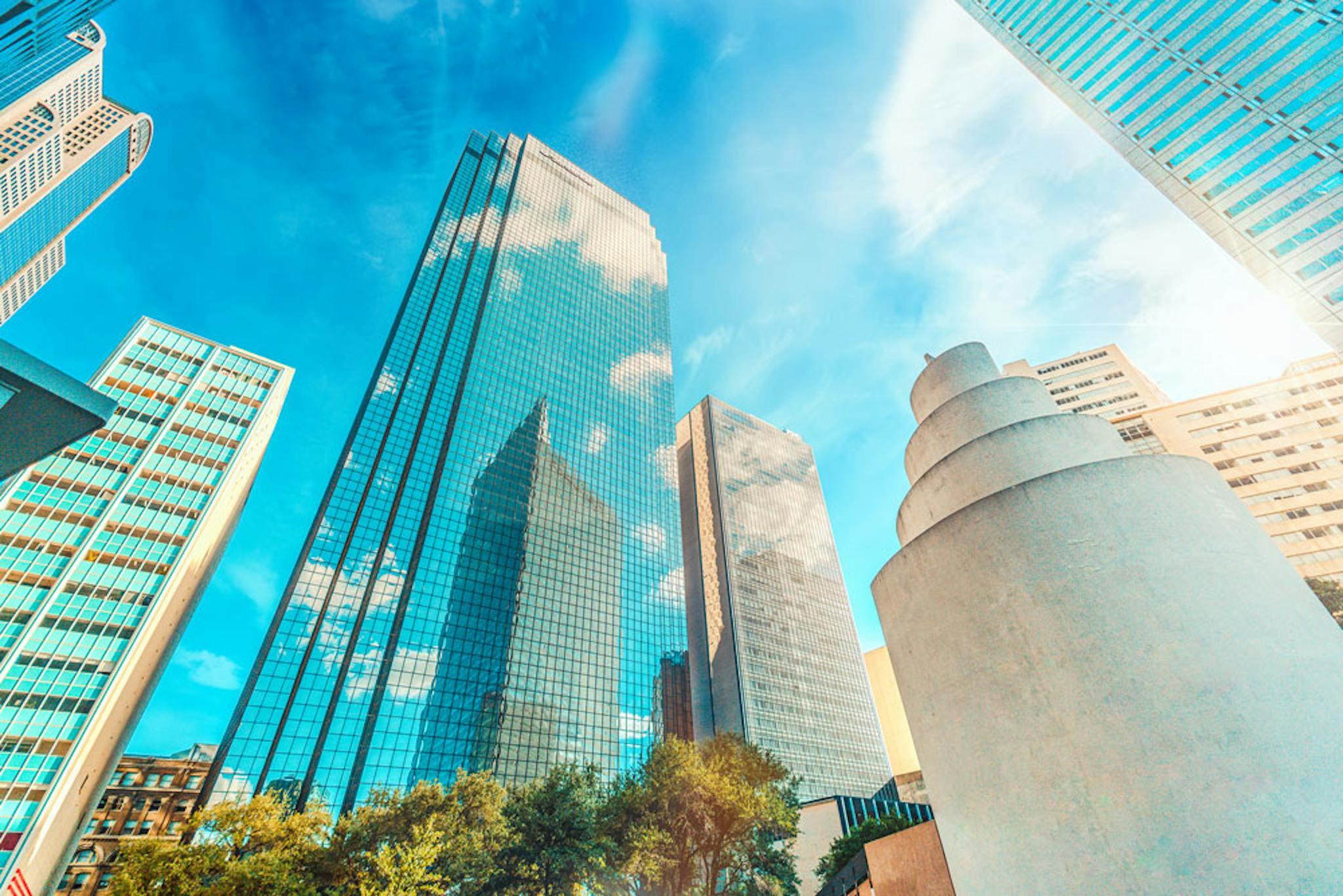 Downtown view of Santander Tower with other buildings In frame