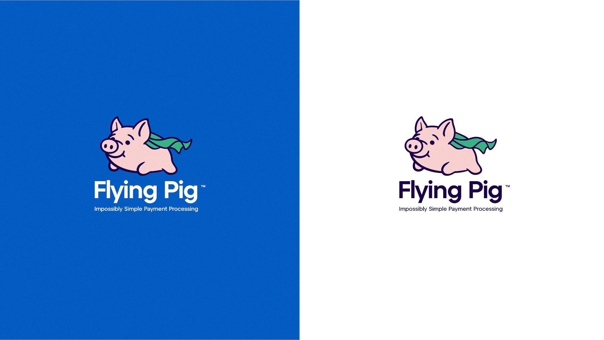 Flying pig logo design by the uptown agency