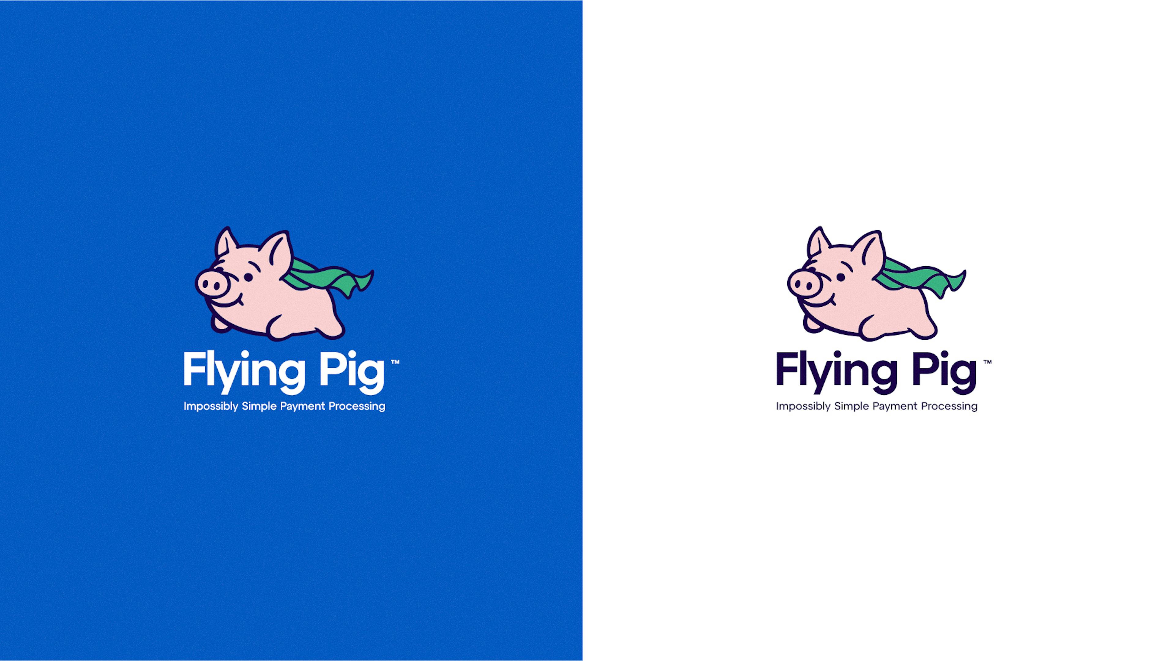 Flying pig logo design by the uptown agency