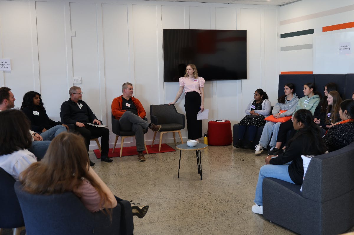 Chat and chew session with Te Kuiti High School students and Tuatahi Staff.