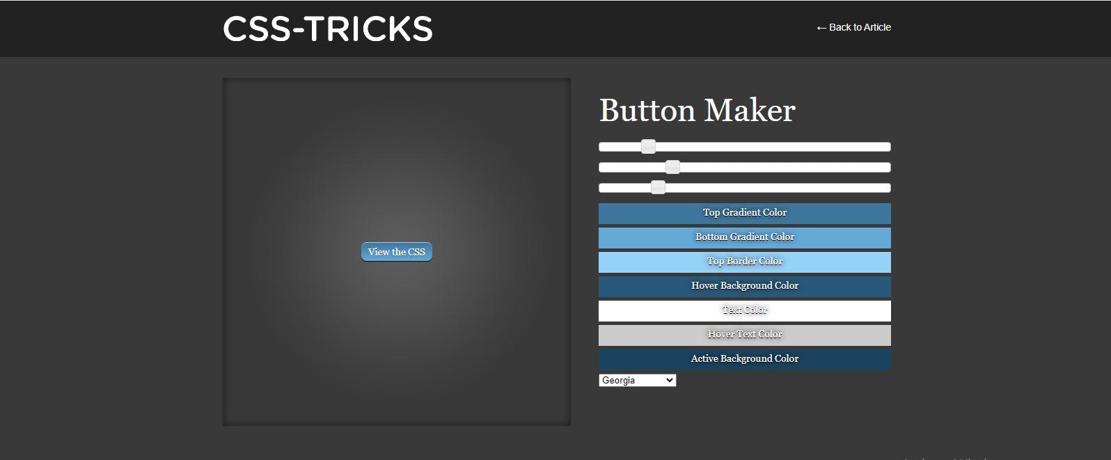 CSS-Tricks ButtonMaker — Button generator from CSS Tricks