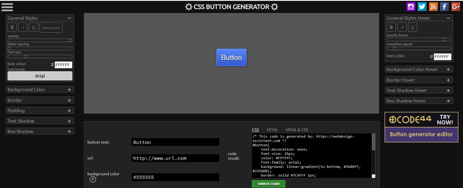 CSS Button Generator — Button generator with hover effect options