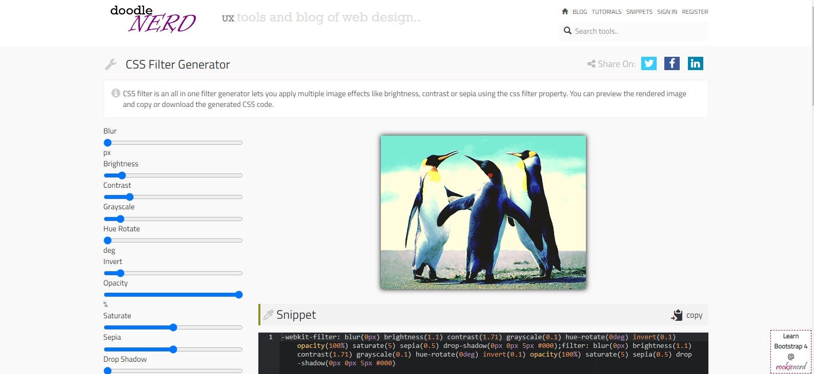 Doodlenerd CSS Filter Generator