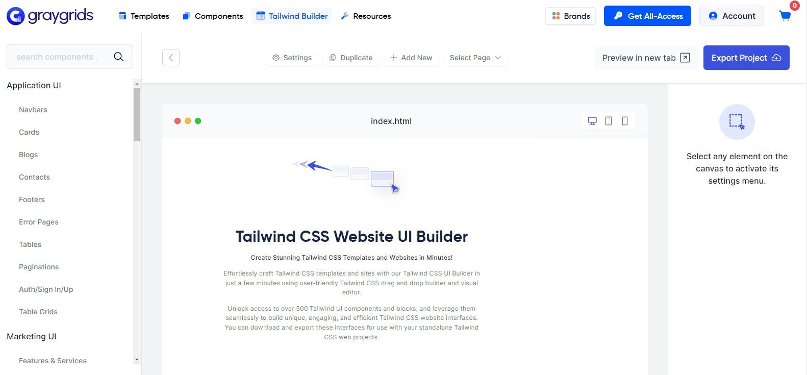 Tailwind CSS Website UI Builder