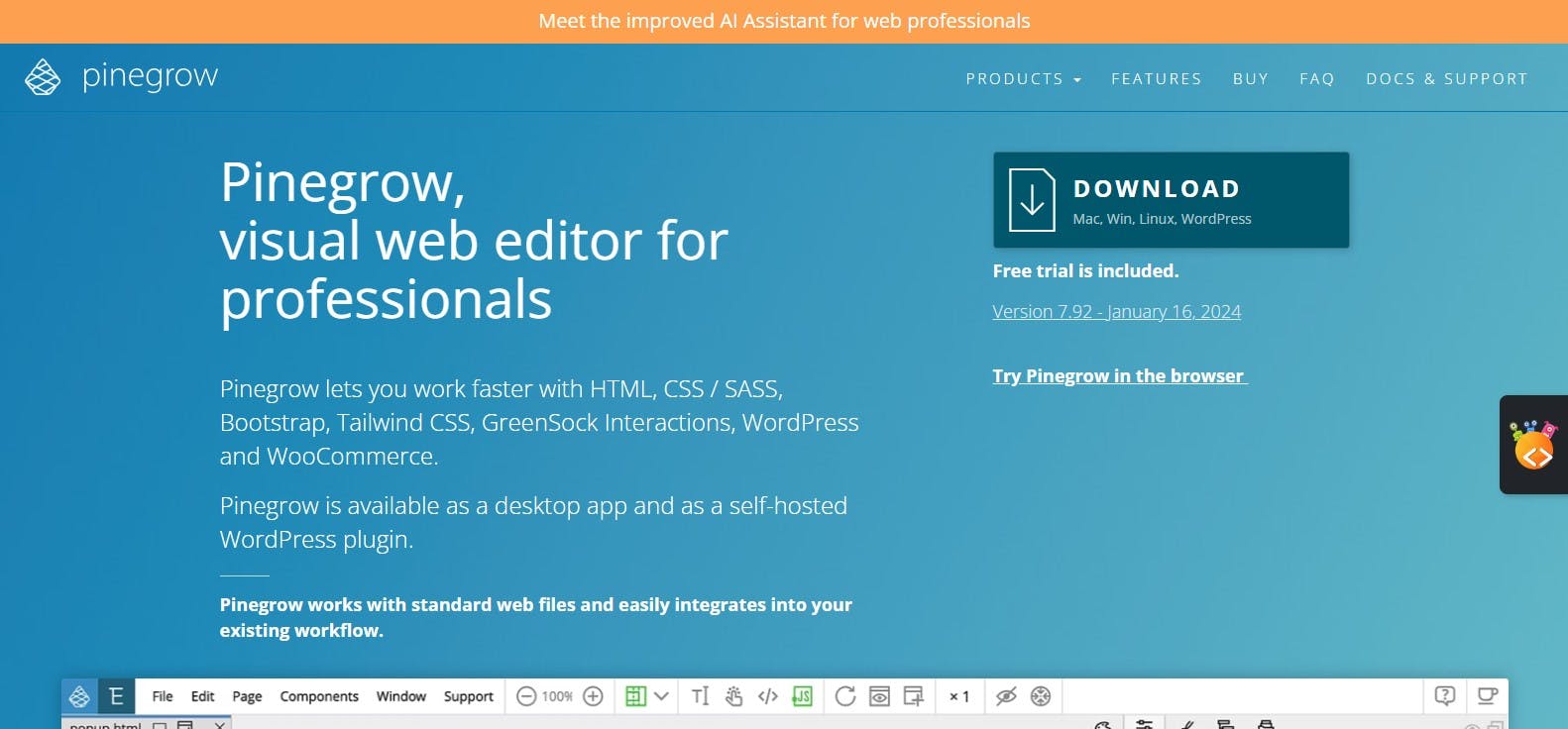 Pinegrow for visual web editors