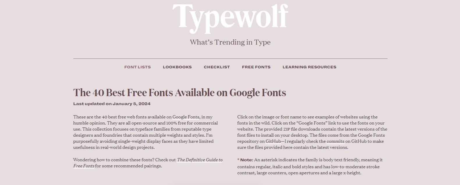 Typewolf equips you with the best font choices.