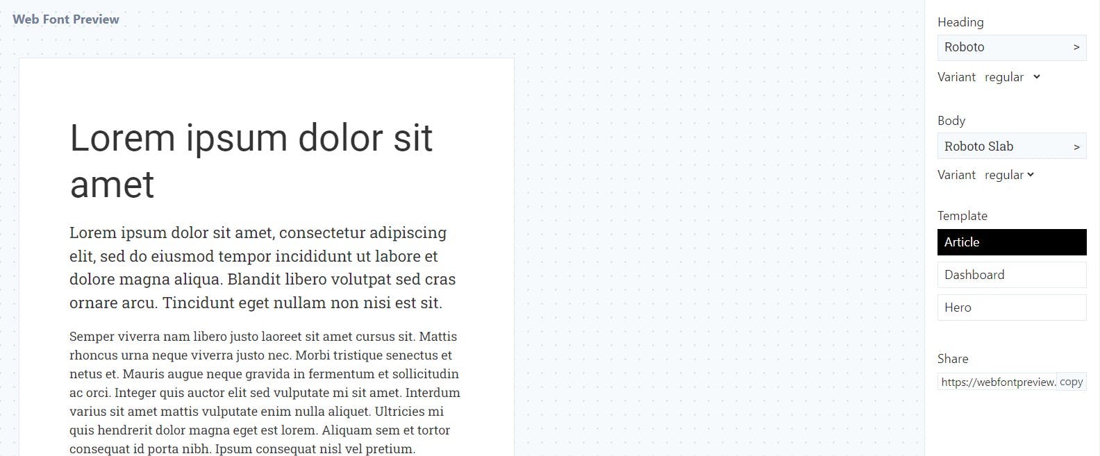 WebfontPreview enables you to experiment with different fonts, sizes, and styles,