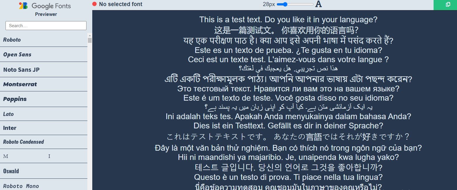 Google Fonts Previewer: Preview Fonts in Multiple Languages