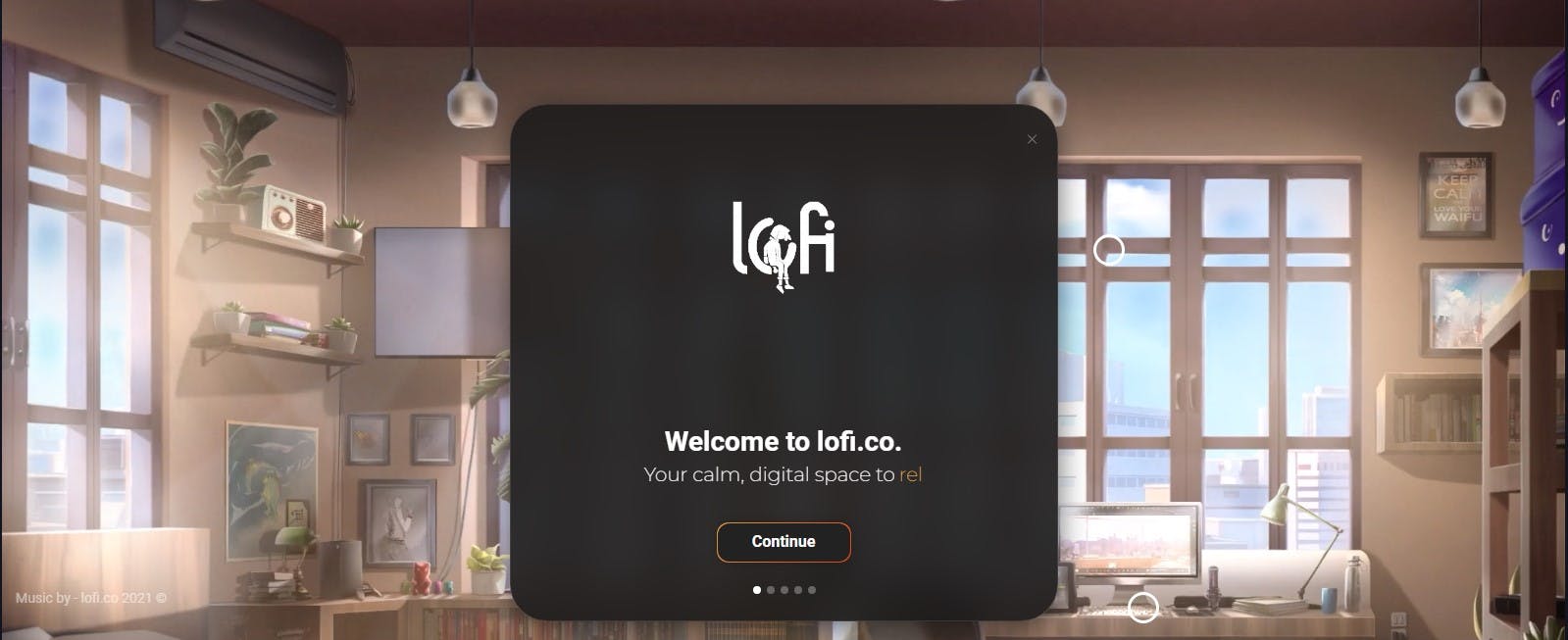 LoFi.co - Animated interface with cozy and relaxing LoFi music for programmers.