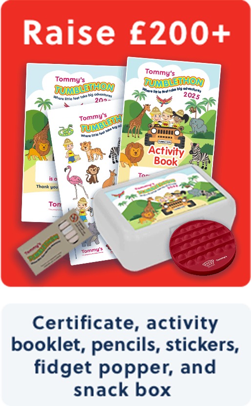 Raise £200+ Certificate, activity booklet, pencils, stickers, fidget popper and snack box
