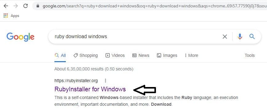 Click rubyinstaller for windows in the search results._1_11zon.webp