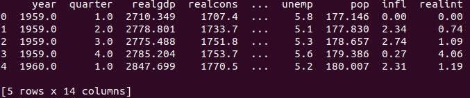 Rows and columns of mdata in Python AR model.webp
