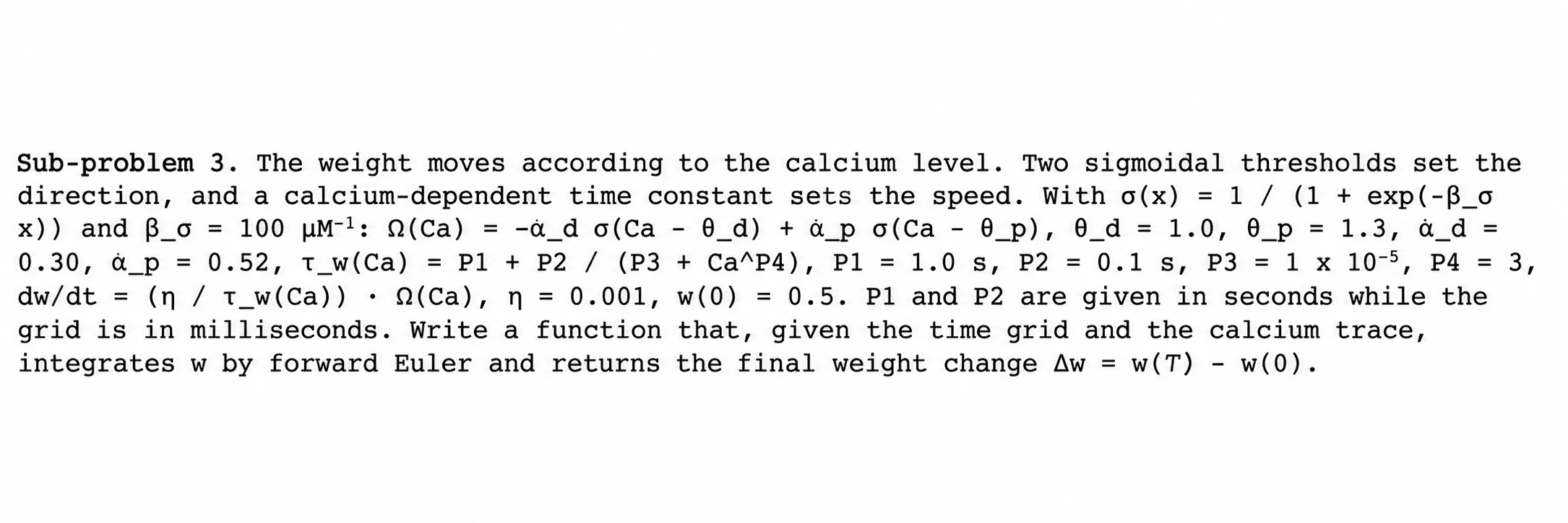 Calcium-dependent synaptic weight dynamics