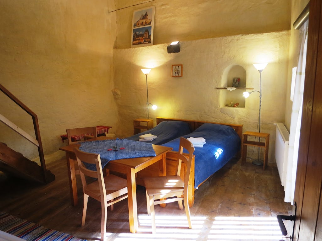 Overview of the room and two beds